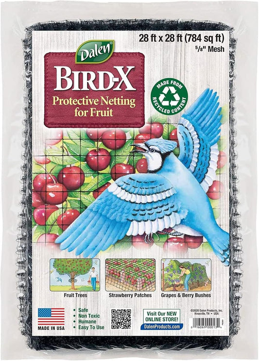 Bird-X Protective Mesh Netting for Fruit Trees & Berries - 28 x 28 ft