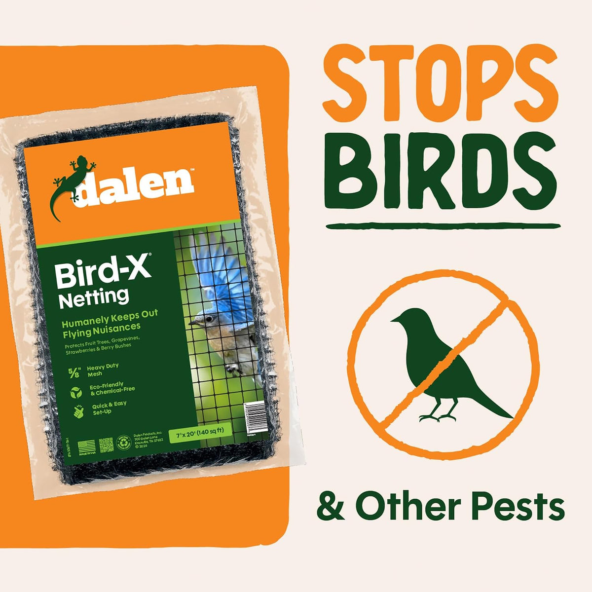 Bird-X Protective Mesh Netting for Fruit Trees & Berries - 28 x 28 ft