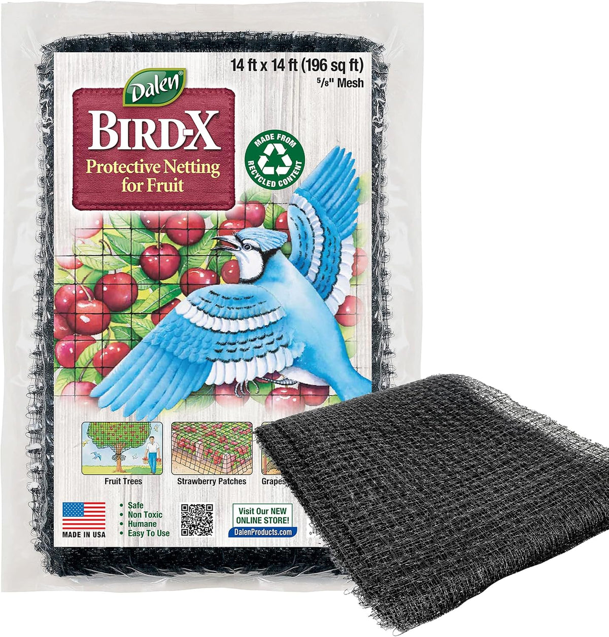 Bird-X Protective Mesh Netting for Fruit Trees & Berries - 28 x 28 ft