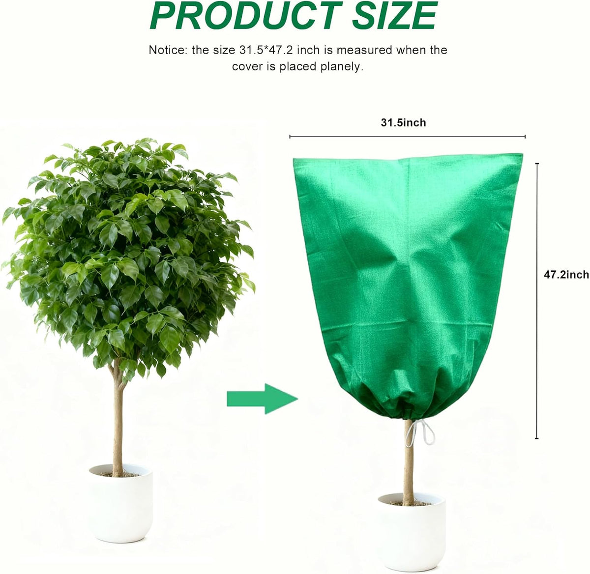 4 Pack Frost Blankets for Outdoor Plant Covers Freeze Protection Frost Covers（31.5" x 47.3"） with Zipper Drawstring Outdoor Winter Frost Cold Weather Shrubs Trees Jacket Covers(Green)