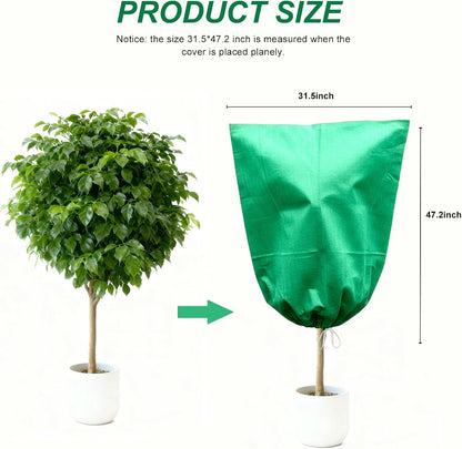 4 Pack Frost Blankets for Outdoor Plant Covers Freeze Protection Frost Covers（31.5" x 47.3"） with Zipper Drawstring Outdoor Winter Frost Cold Weather Shrubs Trees Jacket Covers(Green)