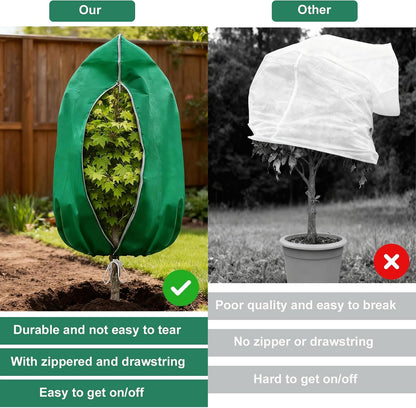 4 Pack Frost Blankets for Outdoor Plant Covers Freeze Protection Frost Covers（31.5" x 47.3"） with Zipper Drawstring Outdoor Winter Frost Cold Weather Shrubs Trees Jacket Covers(Green)