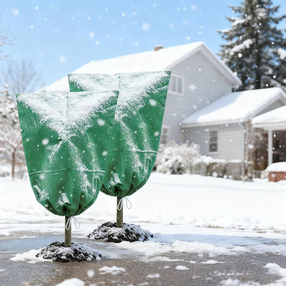 4 Pack Frost Blankets for Outdoor Plant Covers Freeze Protection Frost Covers（31.5" x 47.3"） with Zipper Drawstring Outdoor Winter Frost Cold Weather Shrubs Trees Jacket Covers(Green)