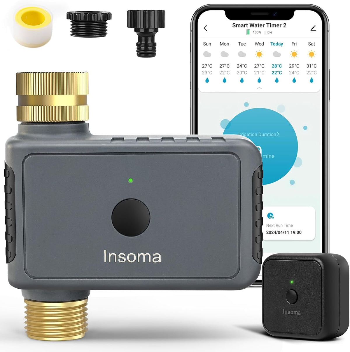 Water Timer 2 Zone, Programmable Irrigation Sprinkler Timer for Garden Hose, Outdoor Hose Faucet Timers with Rain Delay/Manual/Auto Modes, IPX5 Waterproof for Drip System & Lawn