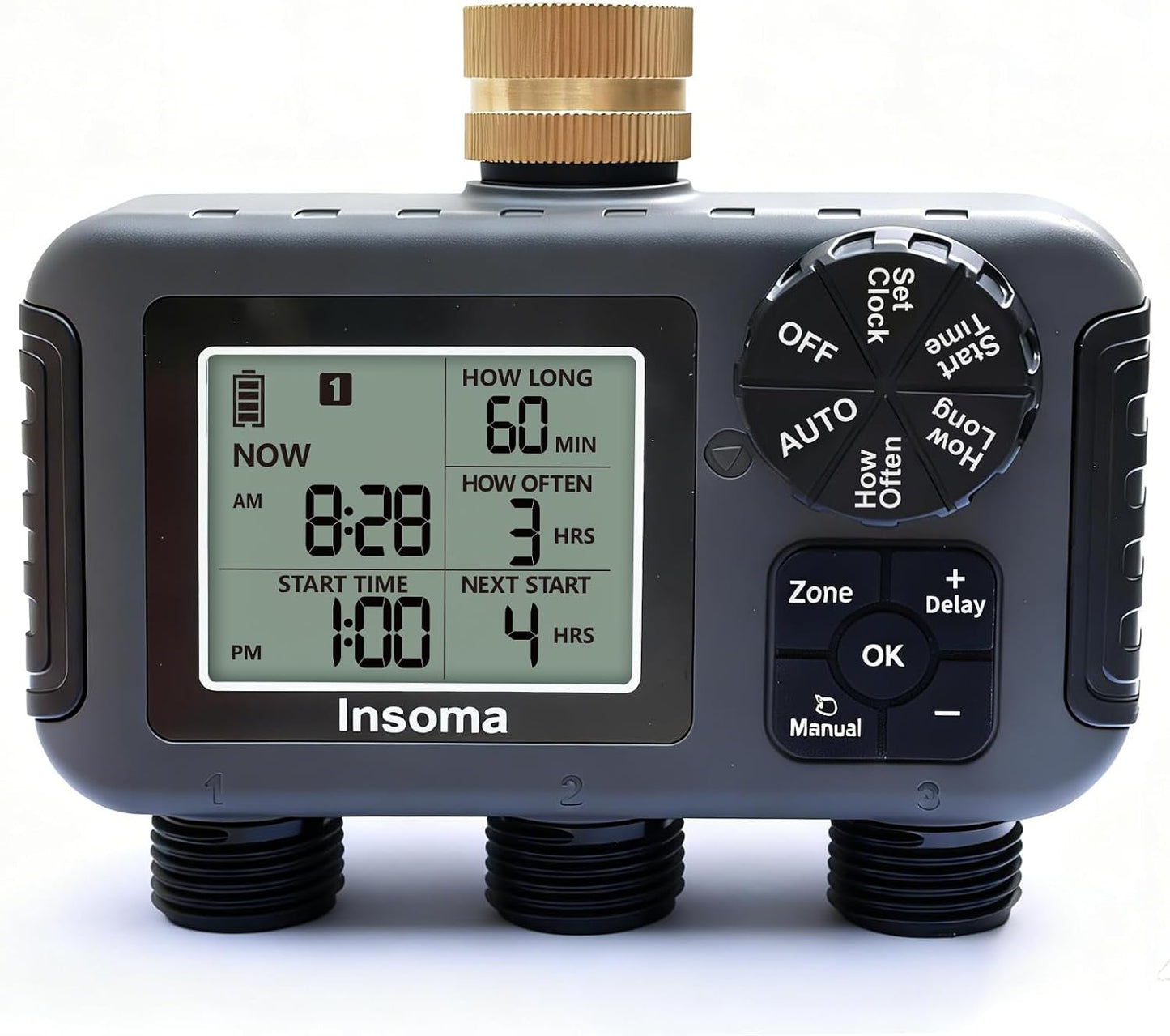Water Timer 2 Zone, Programmable Irrigation Sprinkler Timer for Garden Hose, Outdoor Hose Faucet Timers with Rain Delay/Manual/Auto Modes, IPX5 Waterproof for Drip System & Lawn