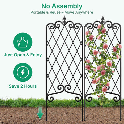 Amagabeli Garden Trellis for Climbing Plants 47” x 16” Rustproof Black Iron Plant Trellis Potted Vines Vegetables Flowers Patio Metal Wire Lattices Grid Panels for Ivy Cucumbers Clematis 2 Pack GT03