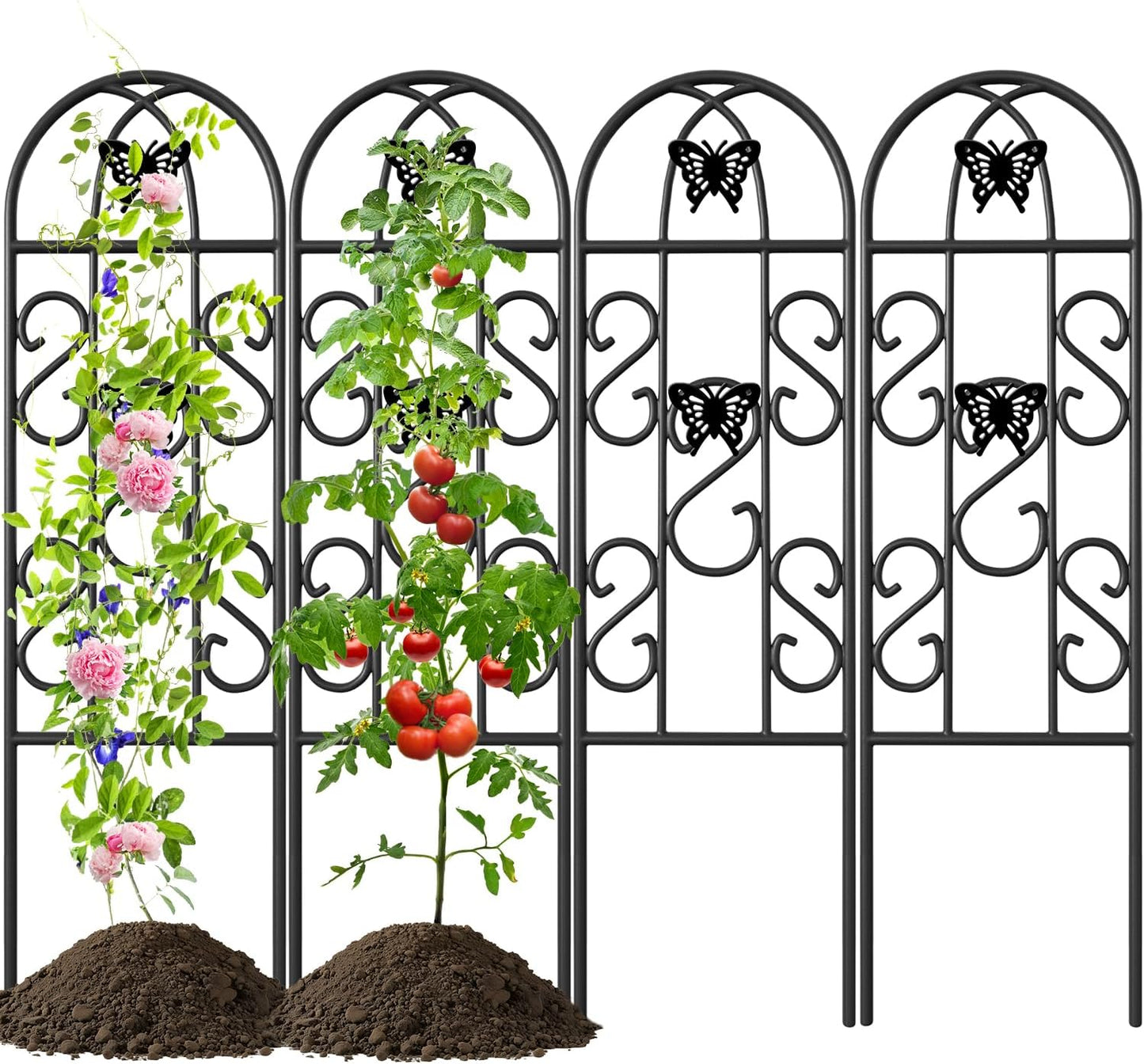 Amagabeli Garden Trellis for Climbing Plants 47” x 16” Rustproof Black Iron Plant Trellis Potted Vines Vegetables Flowers Patio Metal Wire Lattices Grid Panels for Ivy Cucumbers Clematis 2 Pack GT03