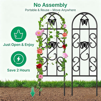 Amagabeli Garden Trellis for Climbing Plants 47” x 16” Rustproof Black Iron Plant Trellis Potted Vines Vegetables Flowers Patio Metal Wire Lattices Grid Panels for Ivy Cucumbers Clematis 2 Pack GT03