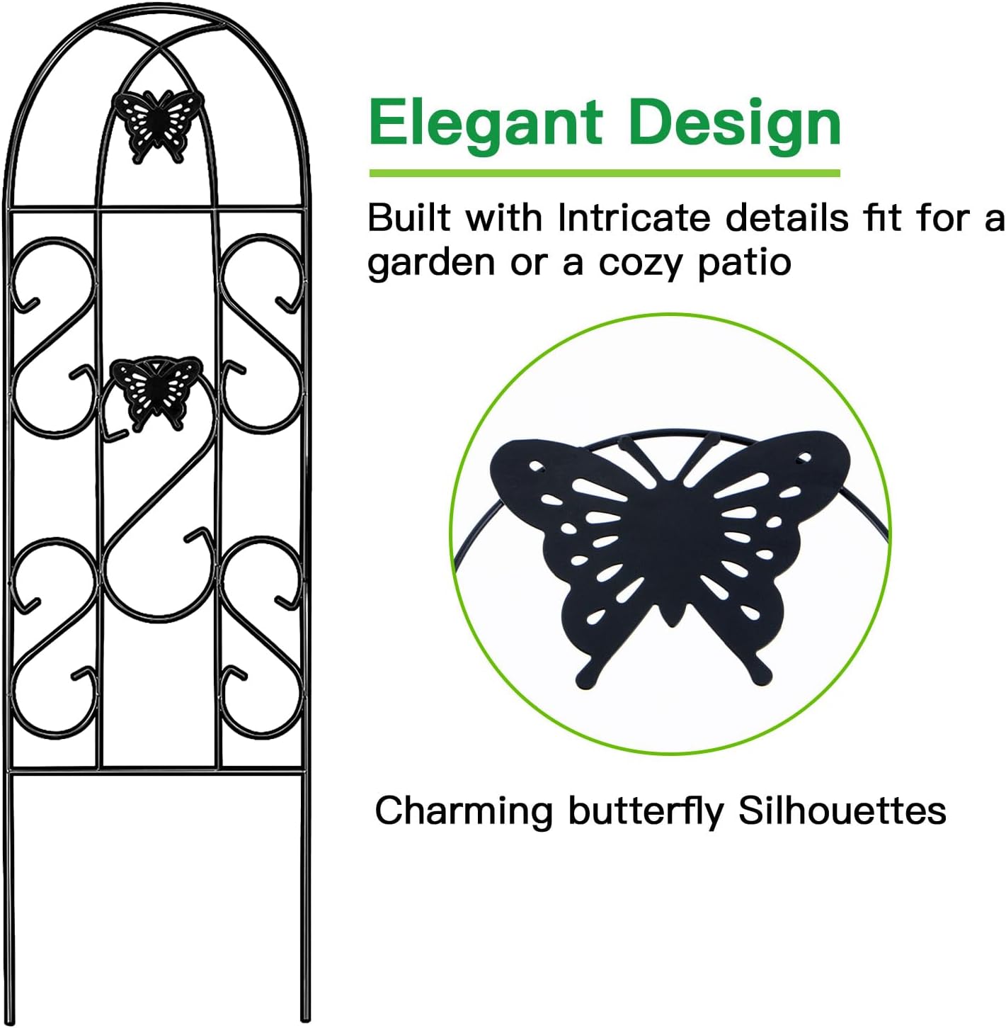 Amagabeli Garden Trellis for Climbing Plants 47” x 16” Rustproof Black Iron Plant Trellis Potted Vines Vegetables Flowers Patio Metal Wire Lattices Grid Panels for Ivy Cucumbers Clematis 2 Pack GT03