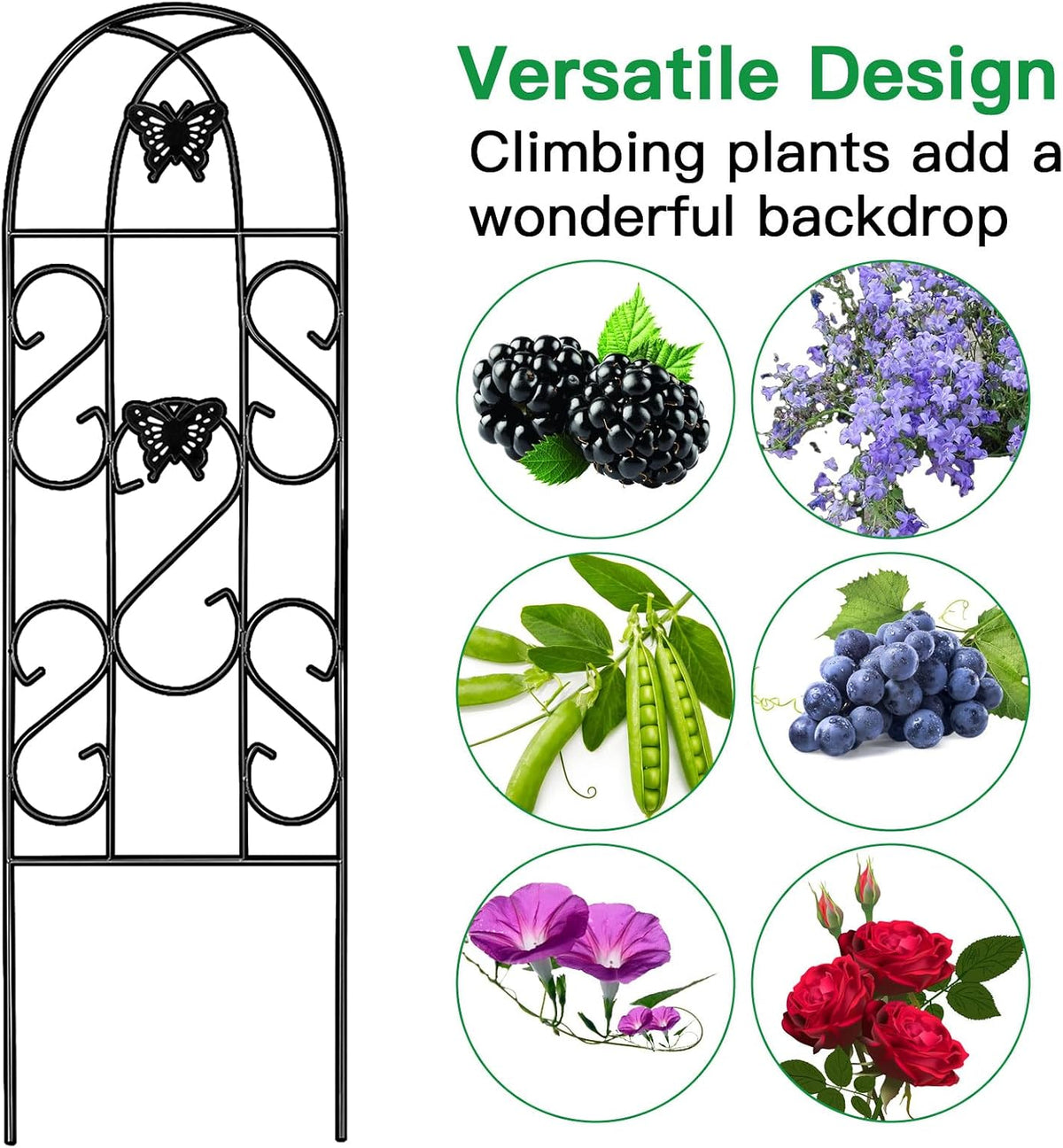 Amagabeli Garden Trellis for Climbing Plants 47” x 16” Rustproof Black Iron Plant Trellis Potted Vines Vegetables Flowers Patio Metal Wire Lattices Grid Panels for Ivy Cucumbers Clematis 2 Pack GT03