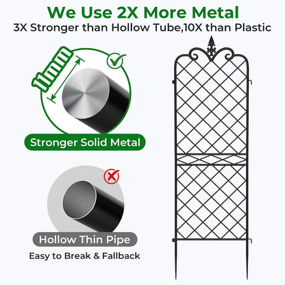 Amagabeli Garden Trellis for Climbing Plants 47” x 16” Rustproof Black Iron Plant Trellis Potted Vines Vegetables Flowers Patio Metal Wire Lattices Grid Panels for Ivy Cucumbers Clematis 2 Pack GT03