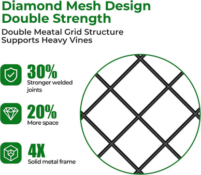 Amagabeli Garden Trellis for Climbing Plants 47” x 16” Rustproof Black Iron Plant Trellis Potted Vines Vegetables Flowers Patio Metal Wire Lattices Grid Panels for Ivy Cucumbers Clematis 2 Pack GT03