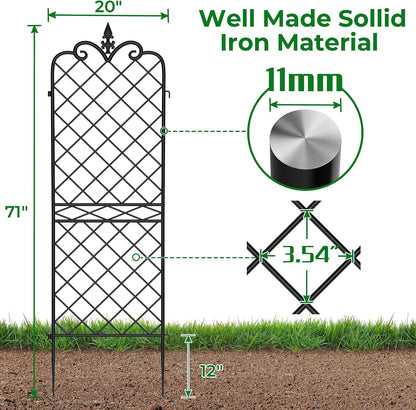 Amagabeli Garden Trellis for Climbing Plants 47” x 16” Rustproof Black Iron Plant Trellis Potted Vines Vegetables Flowers Patio Metal Wire Lattices Grid Panels for Ivy Cucumbers Clematis 2 Pack GT03