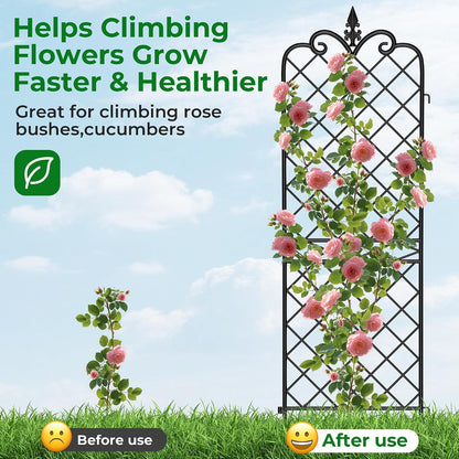 Amagabeli Garden Trellis for Climbing Plants 47” x 16” Rustproof Black Iron Plant Trellis Potted Vines Vegetables Flowers Patio Metal Wire Lattices Grid Panels for Ivy Cucumbers Clematis 2 Pack GT03