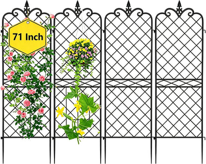 Amagabeli Garden Trellis for Climbing Plants 47” x 16” Rustproof Black Iron Plant Trellis Potted Vines Vegetables Flowers Patio Metal Wire Lattices Grid Panels for Ivy Cucumbers Clematis 2 Pack GT03