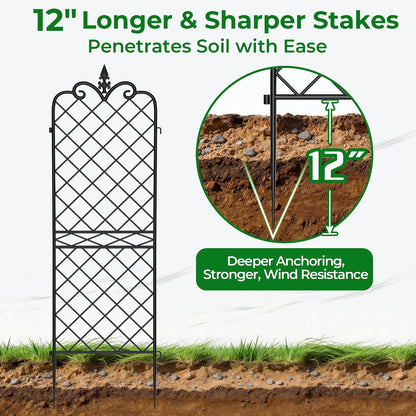 Amagabeli Garden Trellis for Climbing Plants 47” x 16” Rustproof Black Iron Plant Trellis Potted Vines Vegetables Flowers Patio Metal Wire Lattices Grid Panels for Ivy Cucumbers Clematis 2 Pack GT03