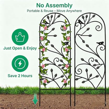 Amagabeli Garden Trellis for Climbing Plants 47” x 16” Rustproof Black Iron Plant Trellis Potted Vines Vegetables Flowers Patio Metal Wire Lattices Grid Panels for Ivy Cucumbers Clematis 2 Pack GT03