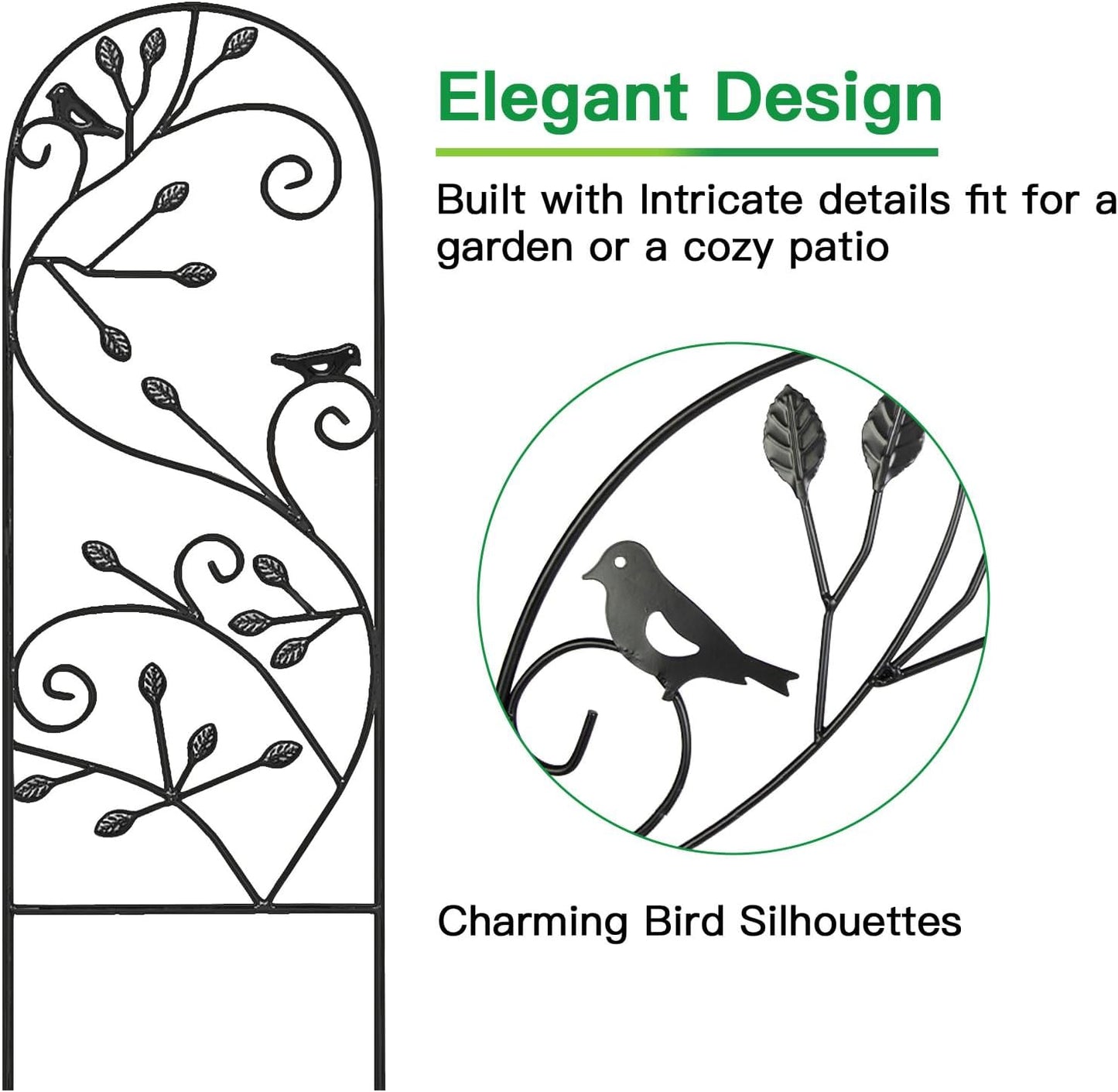 Amagabeli Garden Trellis for Climbing Plants 47” x 16” Rustproof Black Iron Plant Trellis Potted Vines Vegetables Flowers Patio Metal Wire Lattices Grid Panels for Ivy Cucumbers Clematis 2 Pack GT03