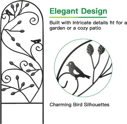Amagabeli Garden Trellis for Climbing Plants 47” x 16” Rustproof Black Iron Plant Trellis Potted Vines Vegetables Flowers Patio Metal Wire Lattices Grid Panels for Ivy Cucumbers Clematis 2 Pack GT03