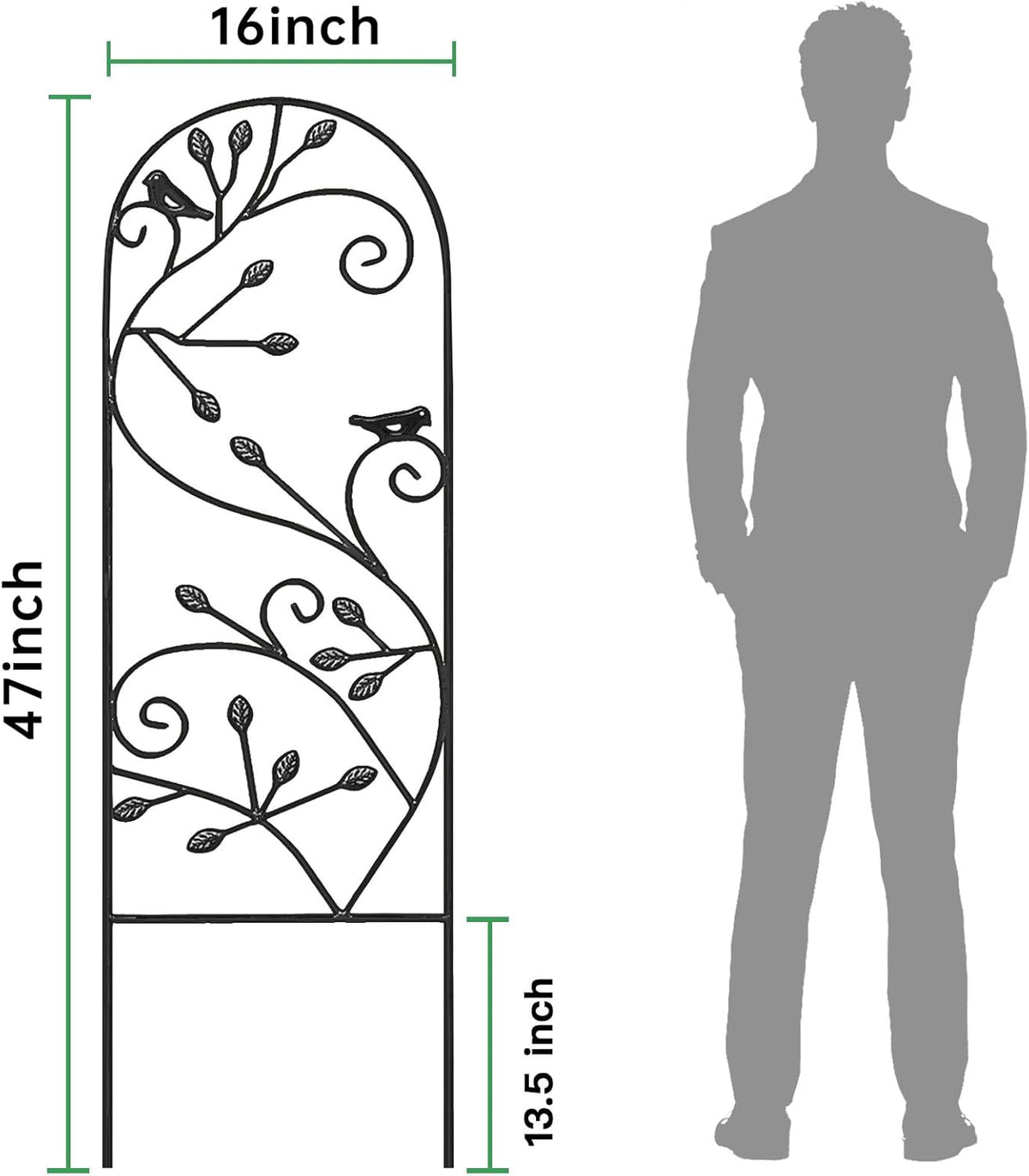 Amagabeli Garden Trellis for Climbing Plants 47” x 16” Rustproof Black Iron Plant Trellis Potted Vines Vegetables Flowers Patio Metal Wire Lattices Grid Panels for Ivy Cucumbers Clematis 2 Pack GT03