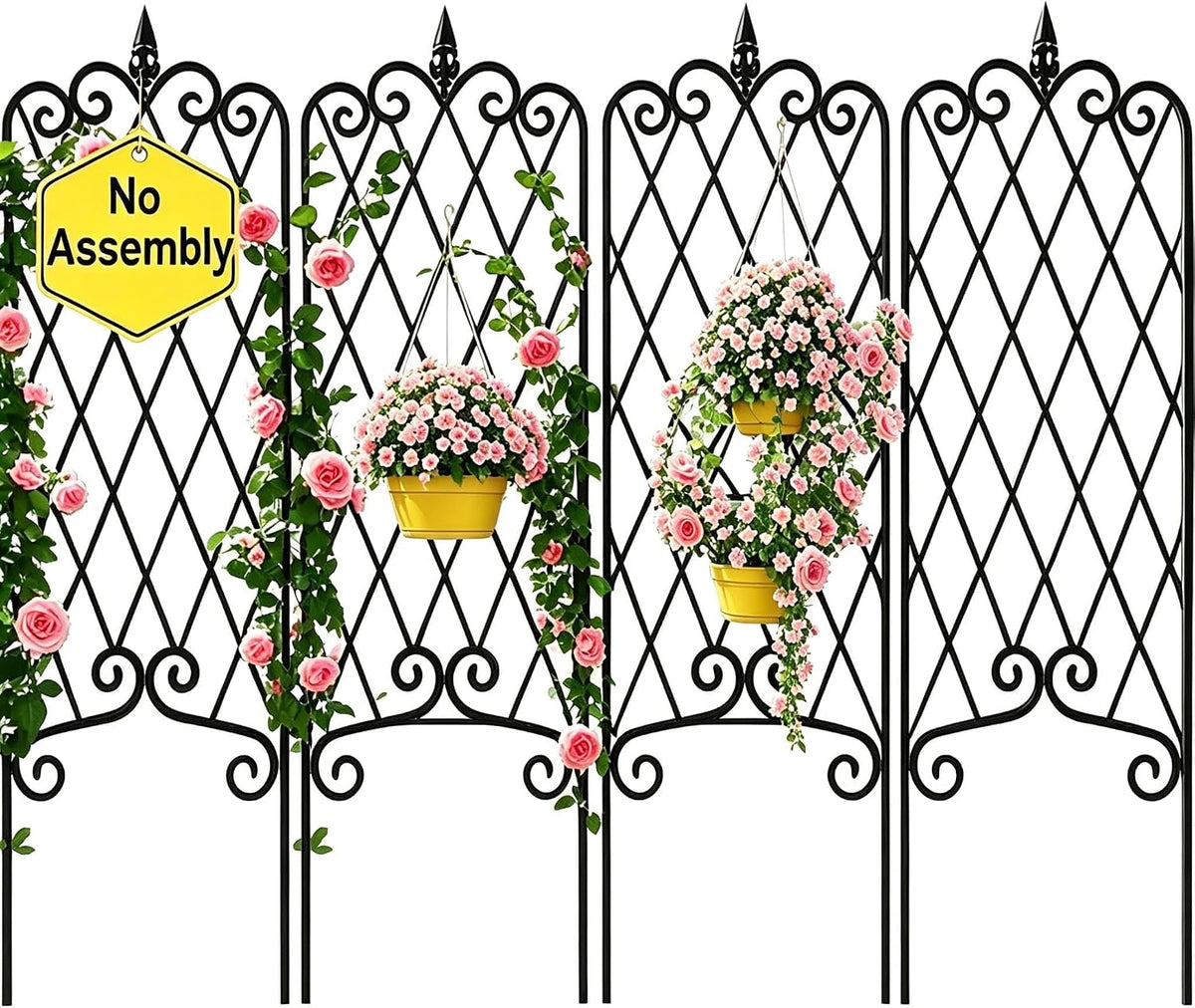 Amagabeli Garden Trellis for Climbing Plants 47” x 16” Rustproof Black Iron Plant Trellis Potted Vines Vegetables Flowers Patio Metal Wire Lattices Grid Panels for Ivy Cucumbers Clematis 2 Pack GT03
