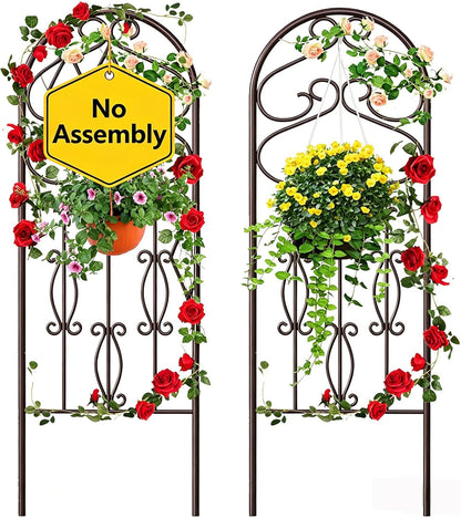 Amagabeli Garden Trellis for Climbing Plants 47” x 16” Rustproof Black Iron Plant Trellis Potted Vines Vegetables Flowers Patio Metal Wire Lattices Grid Panels for Ivy Cucumbers Clematis 2 Pack GT03