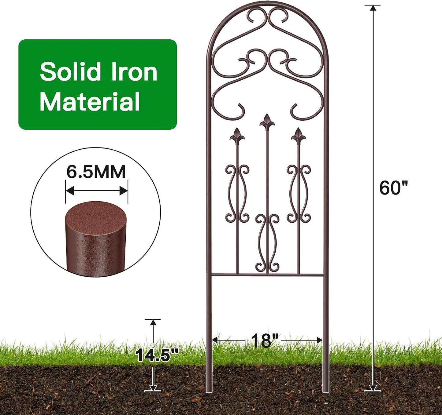 Amagabeli Garden Trellis for Climbing Plants 47” x 16” Rustproof Black Iron Plant Trellis Potted Vines Vegetables Flowers Patio Metal Wire Lattices Grid Panels for Ivy Cucumbers Clematis 2 Pack GT03