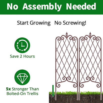 Amagabeli Garden Trellis for Climbing Plants 47” x 16” Rustproof Black Iron Plant Trellis Potted Vines Vegetables Flowers Patio Metal Wire Lattices Grid Panels for Ivy Cucumbers Clematis 2 Pack GT03