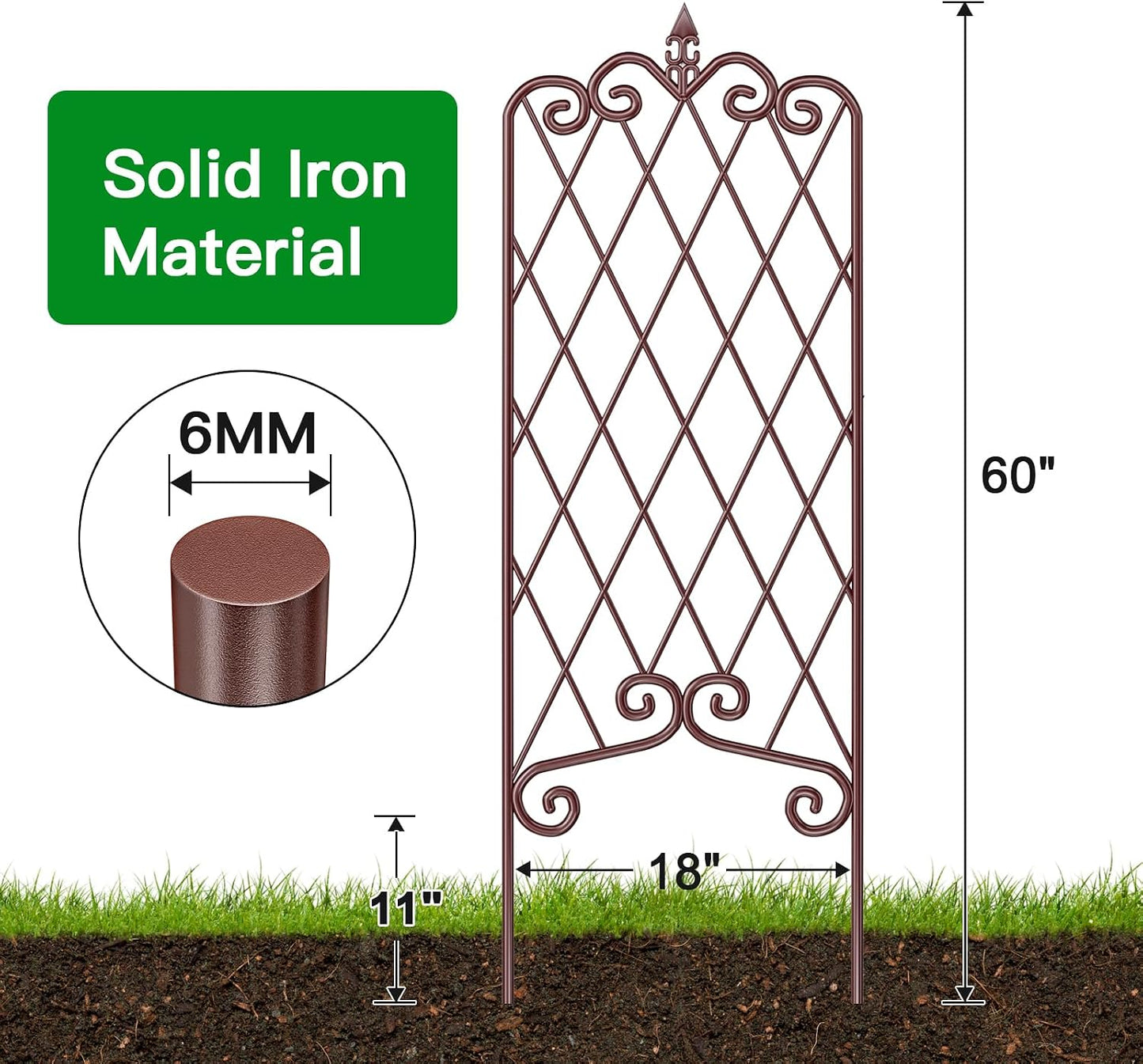 Amagabeli Garden Trellis for Climbing Plants 47” x 16” Rustproof Black Iron Plant Trellis Potted Vines Vegetables Flowers Patio Metal Wire Lattices Grid Panels for Ivy Cucumbers Clematis 2 Pack GT03