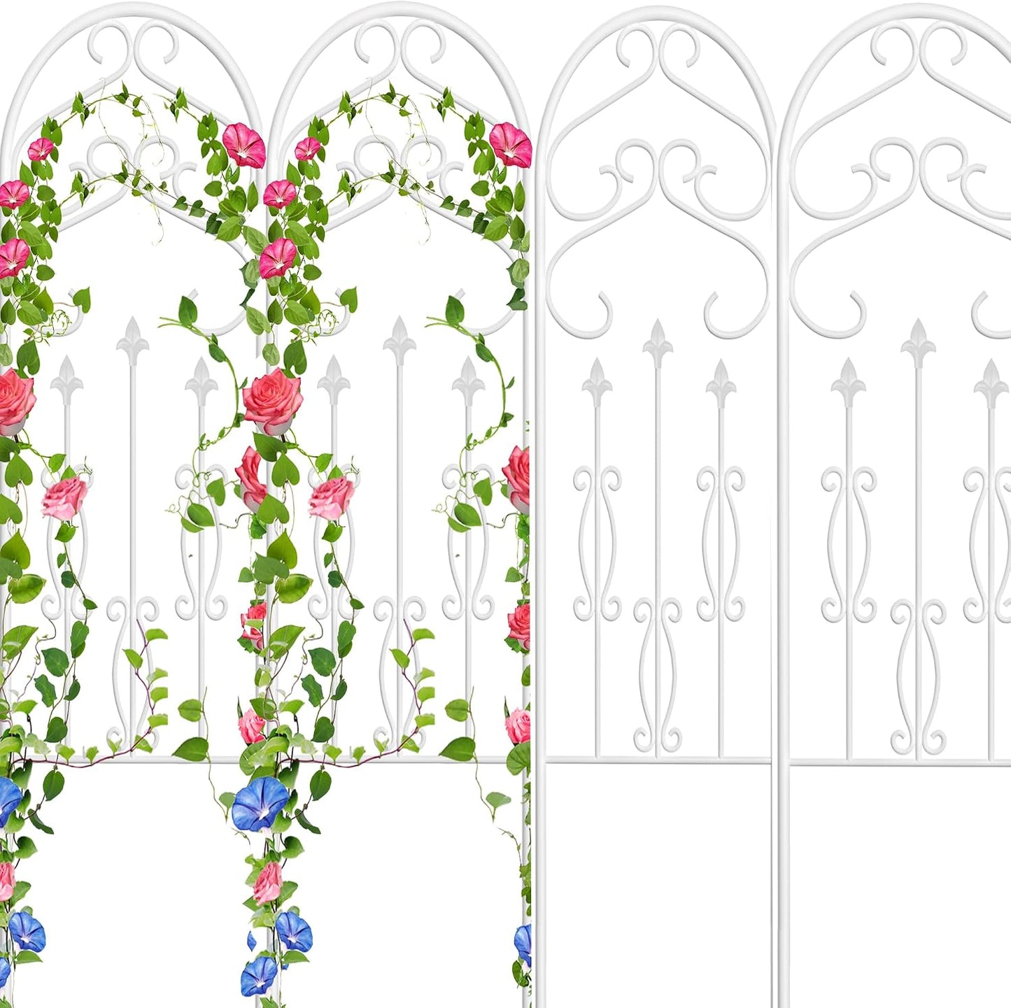 Amagabeli Garden Trellis for Climbing Plants 47” x 16” Rustproof Black Iron Plant Trellis Potted Vines Vegetables Flowers Patio Metal Wire Lattices Grid Panels for Ivy Cucumbers Clematis 2 Pack GT03