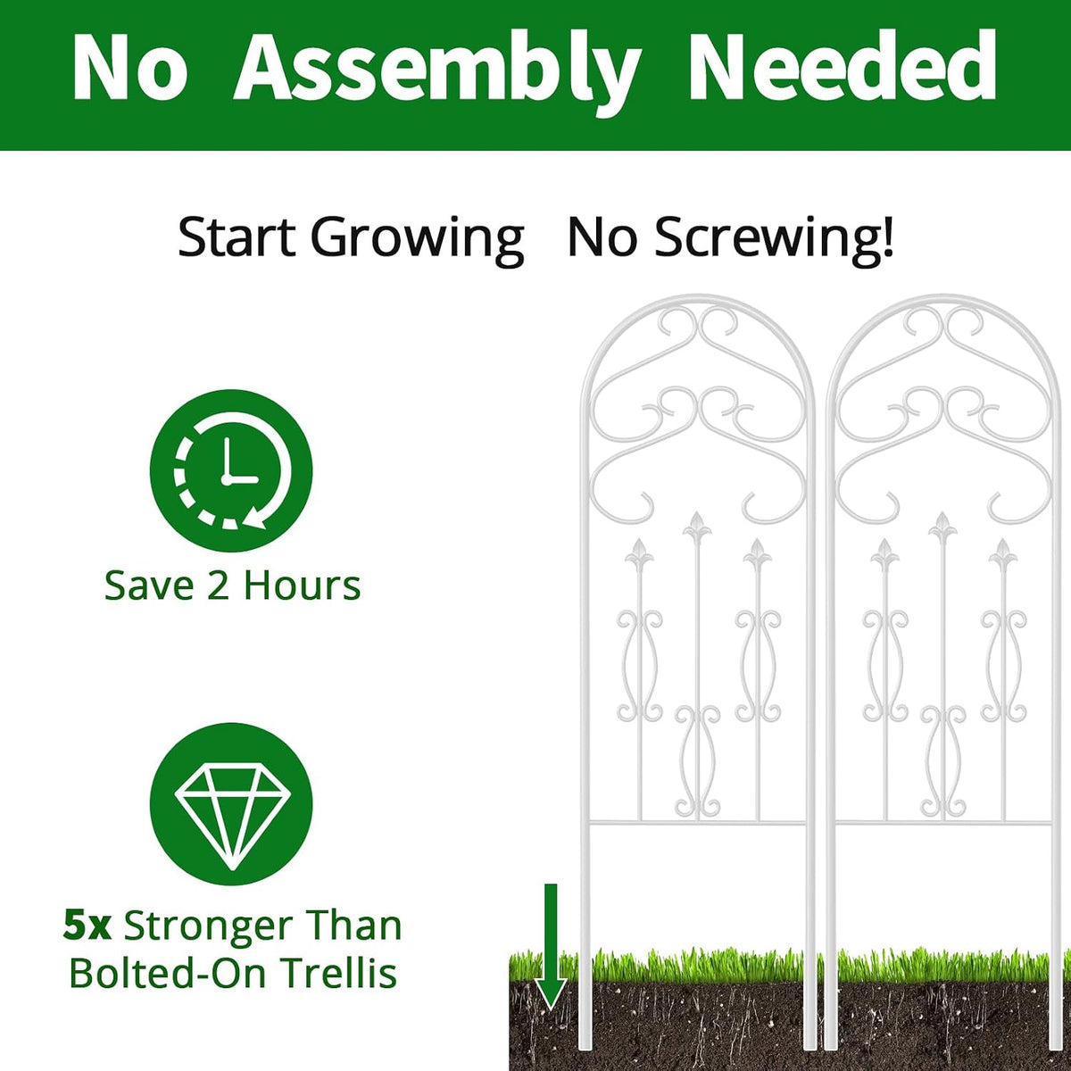 Amagabeli Garden Trellis for Climbing Plants 47” x 16” Rustproof Black Iron Plant Trellis Potted Vines Vegetables Flowers Patio Metal Wire Lattices Grid Panels for Ivy Cucumbers Clematis 2 Pack GT03
