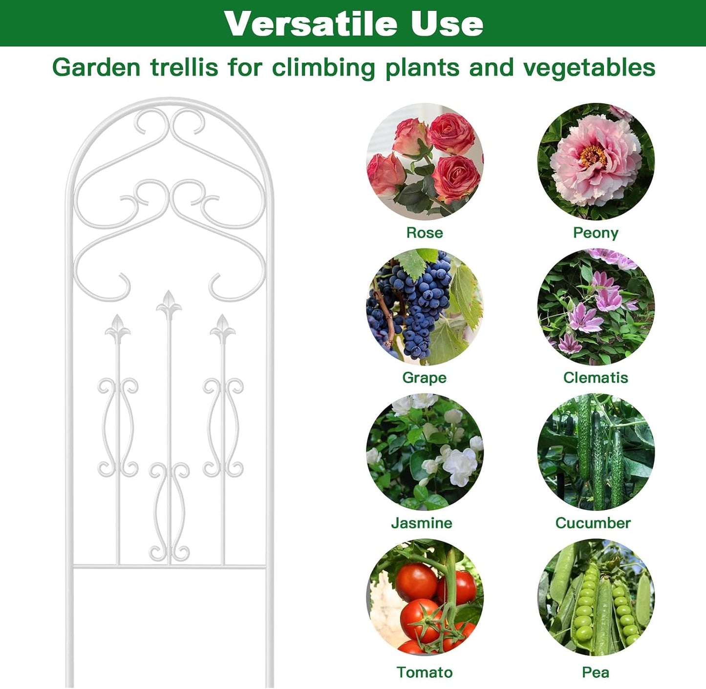 Amagabeli Garden Trellis for Climbing Plants 47” x 16” Rustproof Black Iron Plant Trellis Potted Vines Vegetables Flowers Patio Metal Wire Lattices Grid Panels for Ivy Cucumbers Clematis 2 Pack GT03