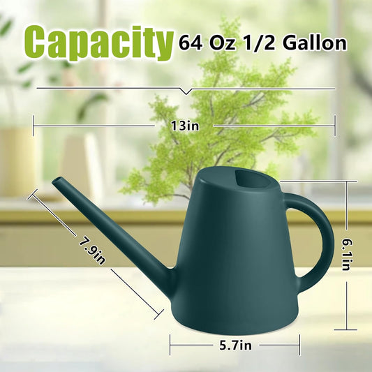 Plant Watering Cans for Indoor and Outdoor Home Garden Plants - with Long Spout - Blackish Green - 1/2 Gallon