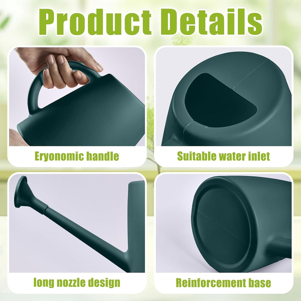 Plant Watering Cans for Indoor and Outdoor Home Garden Plants - with Long Spout - Blackish Green - 1/2 Gallon