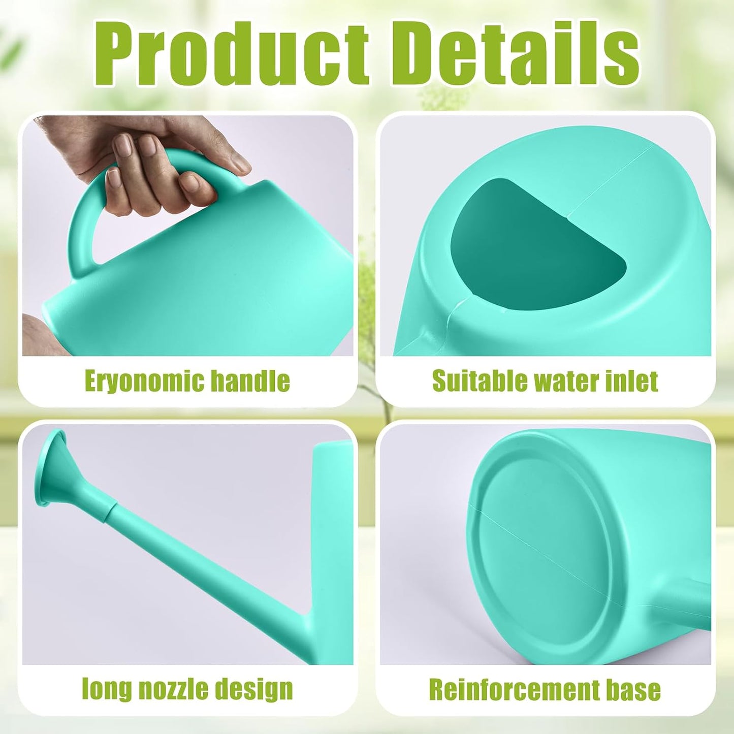 Plant Watering Cans for Indoor and Outdoor Home Garden Plants - with Long Spout - Blackish Green - 1/2 Gallon