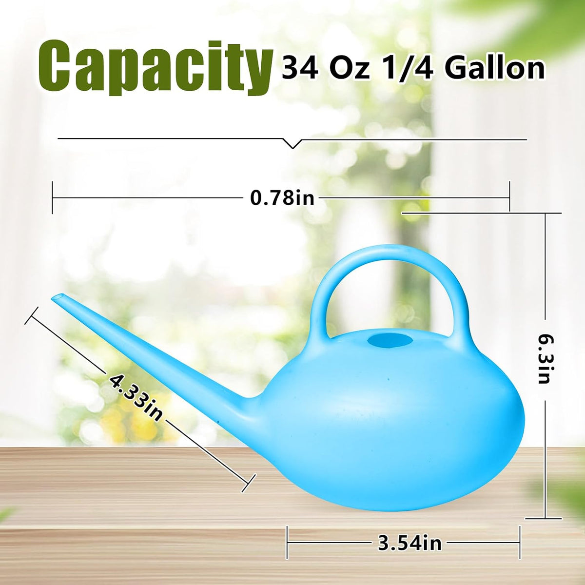 Grip Watering Can - for Indoor Plant Garden - 1/3 Gallon - Sky Blue