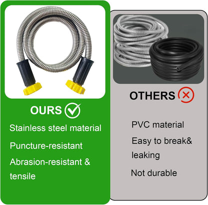304 Stainless Steel Garden Leader Hose, with Female to Female Connector, Short Water Hose for Outdoor,Max for Cleaning Pet Car Wall,12FT