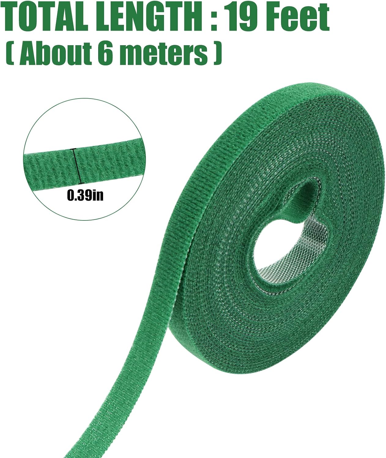 Green Gardening Tape, 19 Feet x 2/5'' Plant Ties Reusable Adjustable Plant Support Cord Tie Strap for Indoor Outdoor Patio Plant Use, 1 Roll