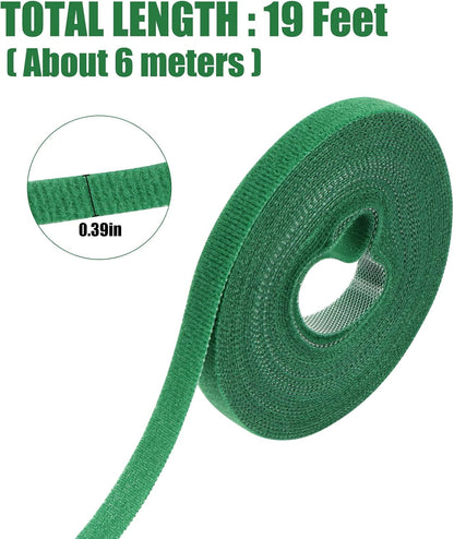 Green Gardening Tape, 19 Feet x 2/5'' Plant Ties Reusable Adjustable Plant Support Cord Tie Strap for Indoor Outdoor Patio Plant Use, 1 Roll