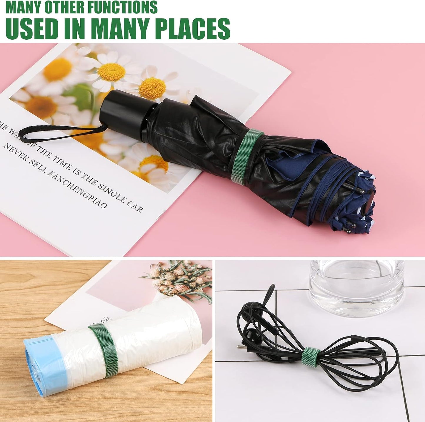 Green Gardening Tape, 19 Feet x 2/5'' Plant Ties Reusable Adjustable Plant Support Cord Tie Strap for Indoor Outdoor Patio Plant Use, 1 Roll