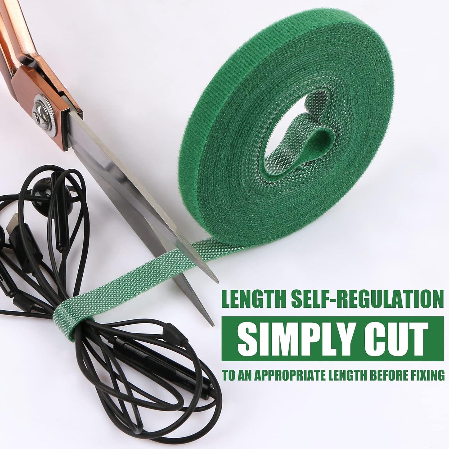 Green Gardening Tape, 19 Feet x 2/5'' Plant Ties Reusable Adjustable Plant Support Cord Tie Strap for Indoor Outdoor Patio Plant Use, 1 Roll