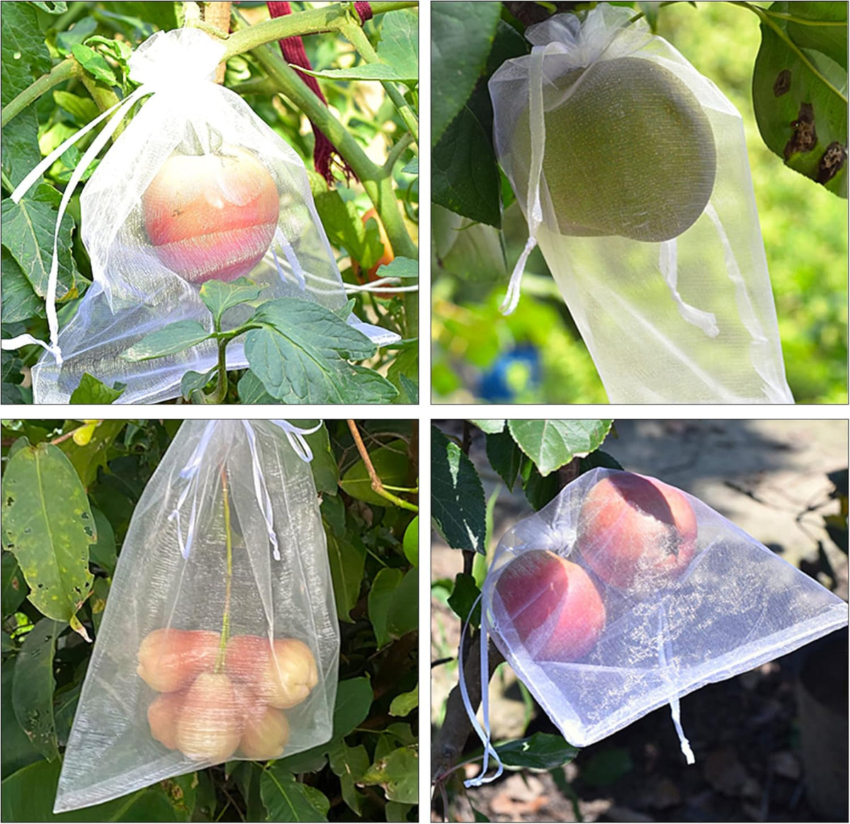 6x8 Inch 100 Pieces Green Fruit Protection Bags- Fruit Netting Bags with Drawstring,Garden Fruit Cover Mesh Bag to Protect Plants from Pest Birds Squirrels