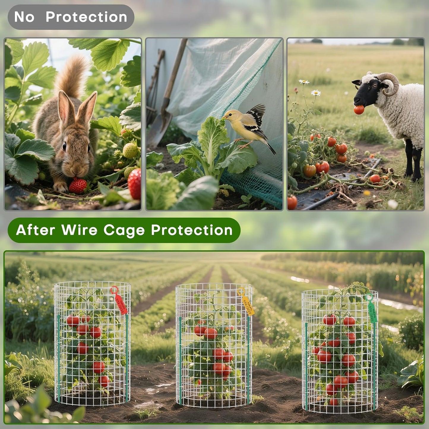 10 Set Plant Protectors from Animals, Galvanized Plant Cages for Outdoor