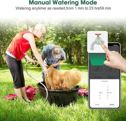 WiFi Hose Timer with Brass Inlet, 2-Zone Sprinkler Timer for Irrigation