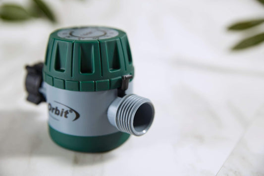Mechanical Water Timer - Adjustable Irrigation Shutoff for Lawn & Garden Watering - Battery-Free Clockwork Hose Faucet Timer with Easy Grip Dial & Manual Bypass - 62034