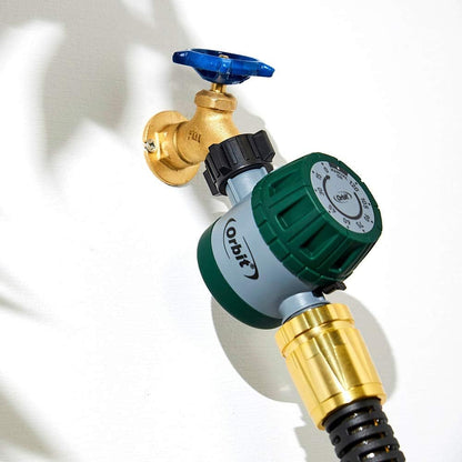 Mechanical Water Timer - Adjustable Irrigation Shutoff for Lawn & Garden Watering - Battery-Free Clockwork Hose Faucet Timer with Easy Grip Dial & Manual Bypass - 62034