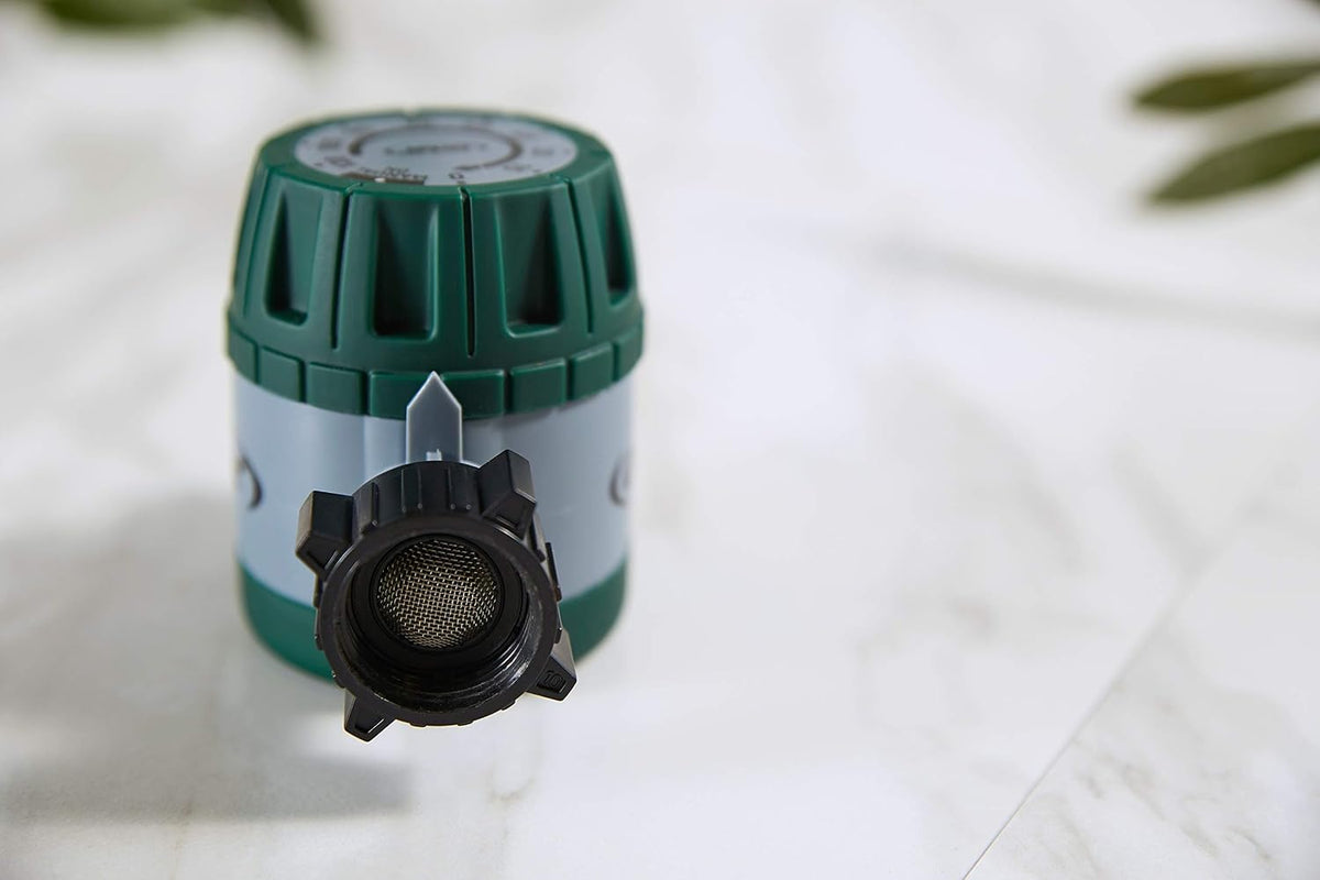 Mechanical Water Timer - Adjustable Irrigation Shutoff for Lawn & Garden Watering - Battery-Free Clockwork Hose Faucet Timer with Easy Grip Dial & Manual Bypass - 62034