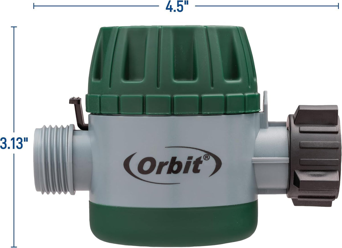 Mechanical Water Timer - Adjustable Irrigation Shutoff for Lawn & Garden Watering - Battery-Free Clockwork Hose Faucet Timer with Easy Grip Dial & Manual Bypass - 62034