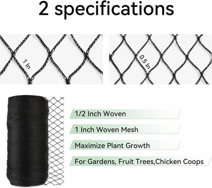 Bird Netting 7.5x65 FT 1/2 Inch Mesh Heavy Duty Woven Mesh Netting