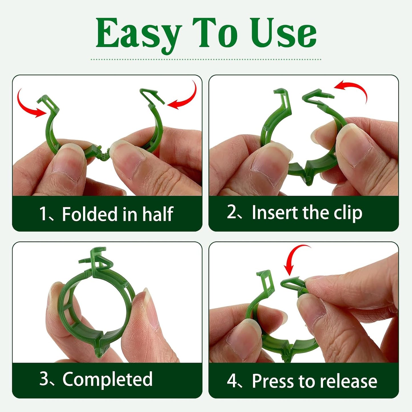 100PCS Plant Support Clips, Plastic Garden Clips for Climbing Plants, Tomato and Cucumber Support Clips for Greenhouse and Outdoor Use
